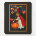 Vintage Jolly Halloween Witch Mousepad
