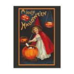 Vintage Jolly Halloween Witch Postcard