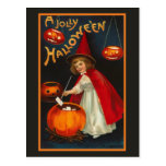 Vintage Jolly Halloween Witch Postcard