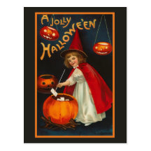 Vintage Jolly Halloween Witch Postcard