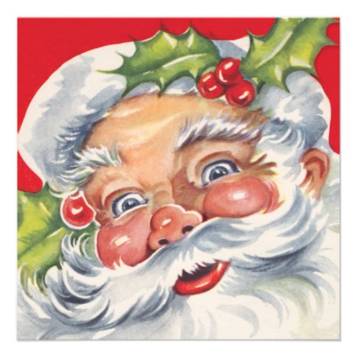 Vintage Jolly Retro Santa Claus Christmas Party Announcement