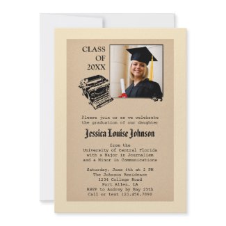 Vintage Journalism Graduation Photo Invitation