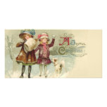 Vintage Joyful Christmas Girls Photocard Photo Greeting Card