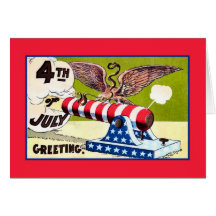 Vintage July 4th eagle snake cannon Greeting Card