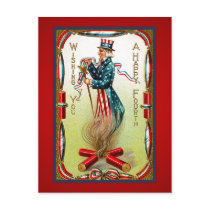 Vintage July Fourth Uncle Sam USA Postcard