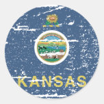 Vintage KANSAS Flag Round Stickers