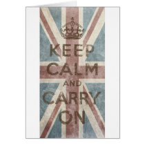 Vintage Keep Calm And Carry On Card