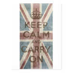 Vintage Keep Calm And Carry On Post Card