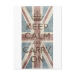 Vintage Keep Calm And Carry On Post Card