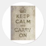 Vintage Keep Calm And Carry On Sticker