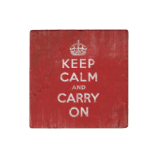 Vintage Keep Calm and Carry On Stone Magnet