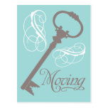 Vintage Key Moving Postcards Teal