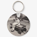 Vintage Keychain - Girl on Wood toy Wagon Vintage Keychain - Girl on Wood toy Wagon