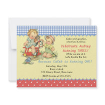Vintage Kids and Cockhorse Birthday Party Custom Announcements