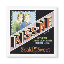 Vintage Kiss-me Seald Sweet Fruit Crate Label magnets