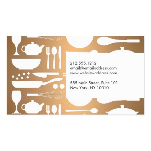 Vintage Kitchen Collage on Copper Chef, Catering Business Cards (back side)