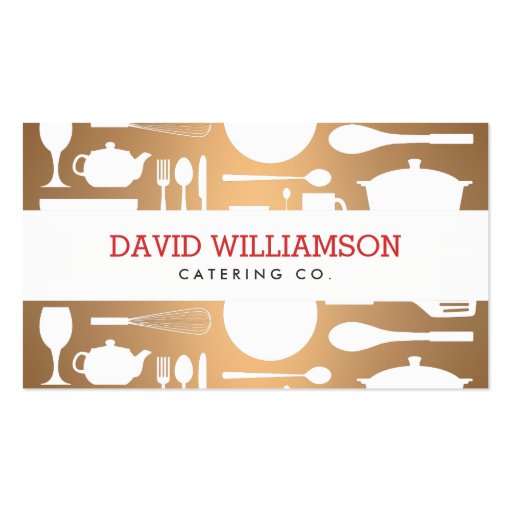 Vintage Kitchen Collage on Copper Chef, Catering Business Cards (front side)