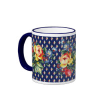 Vintage Kitchen - Quilt - Floral Textile Mug by lkranieri Vintage Kitchen - Quilt - Floral Textile Mug