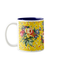 Vintage Kitchen - Sunny Quilt - Floral Mug by lkranieri Vintage Kitchen - Sunny Quilt - Floral Mug