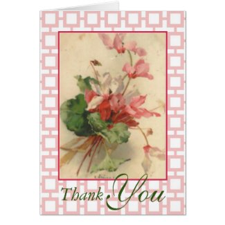 Vintage Klein Pink Cyclamen Flowers Thank You Greeting Card