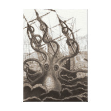 VINTAGE KRAKEN PRINT STRETCHED CANVAS PRINTS