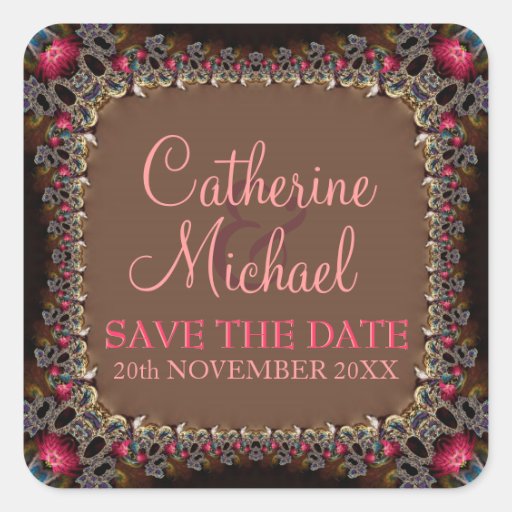 Vintage Lace Alternative Wedding Save the Date Sti Stickers