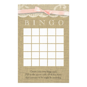 Vintage Lace and Bow Shower Bingo Stationery Design