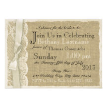 Vintage Lace and Burlap Bridal Shower Invitation