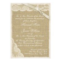 Vintage Lace and Burlap Personalized Invite