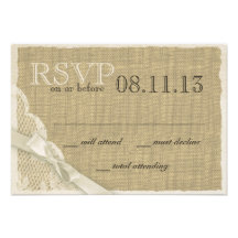 Vintage Lace and Burlap Response Card