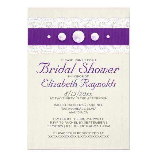 Vintage Lace and Pearl Bridal Shower Invitations