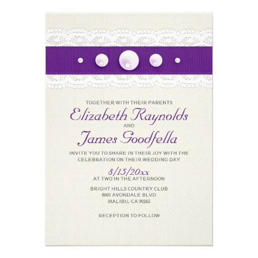 Vintage Lace and Pearl Wedding Invitations