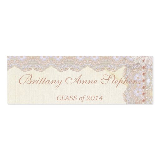 Vintage Lace and Pearls Graduation Name Insert Business Cards (front side)