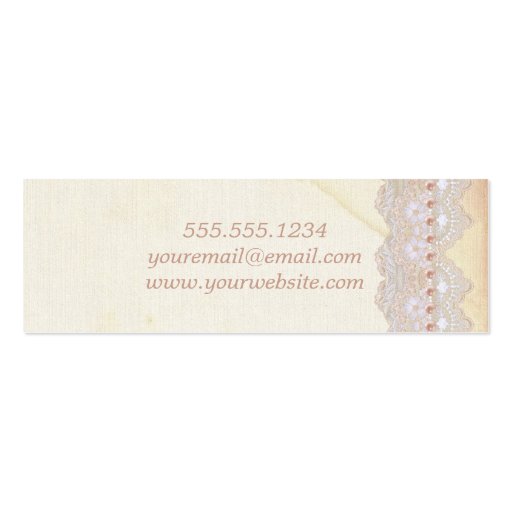 Vintage Lace and Pearls Graduation Name Insert Business Cards (back side)
