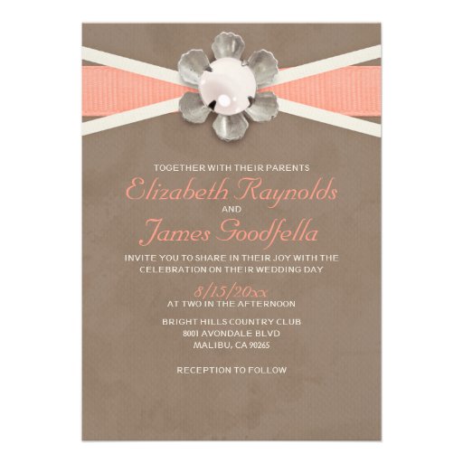 Vintage Lace and Pearls Wedding Invitations