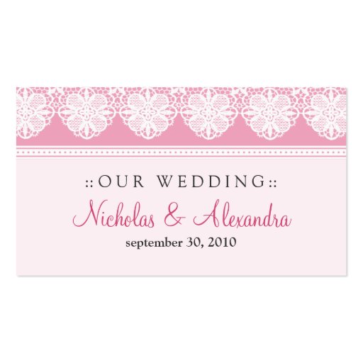 Vintage Lace Baby Pink Wedding Website Card Business Card