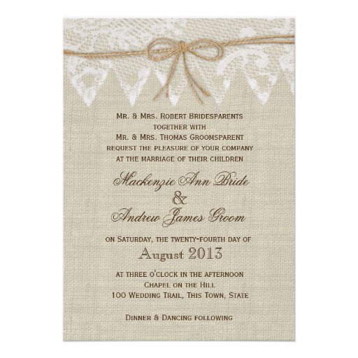 Vintage Lace Country Fair Wedding Invitation