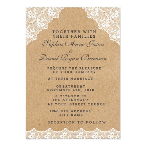 craft paper wedding invitations vintage lace craft paper wedding invitation zazzle craft paper wedding invitations vintage lace craft paper wedding invitation zazzle
