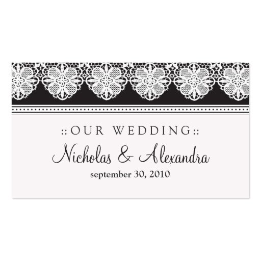 Vintage Lace Ebony Wedding Website Card Business Card Templates (front side)
