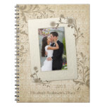 Vintage Lace Floral Personalized Photo Notebook