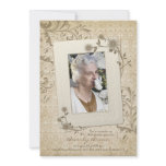 Vintage Lace Floral Photo 80th Birthday Invitation