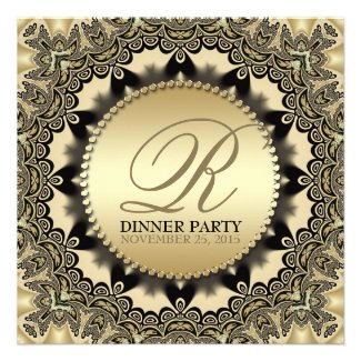 Vintage Lace Golden Dinner Party Invitations