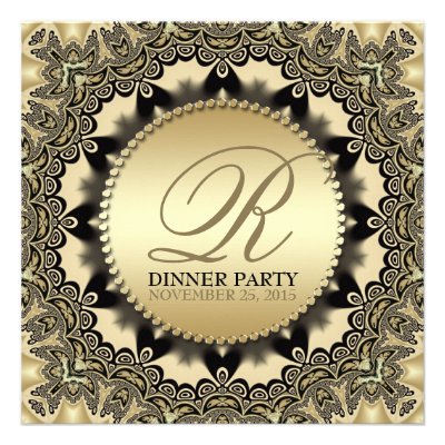 Vintage Lace Golden Dinner Party Invitations