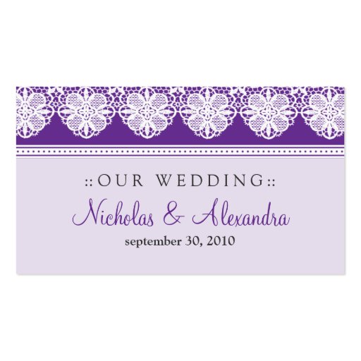 Vintage Lace Lavender Wedding Website Card Business Card Templates (front side)