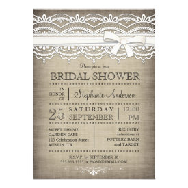 Vintage Lace & Linen Rustic Country Bridal Shower Personalized Invite