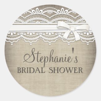 Vintage Lace & Linen Rustic Elegance Bridal Shower Sticker