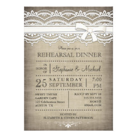 Vintage Lace & Linen Rustic Rehearsal Dinner Announcement