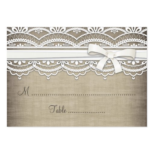 Vintage Lace & Linen Rustic Table Seating Cards Business Card (front side)