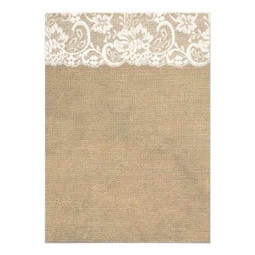 Vintage Lace Look & Burlap Look Wedding Invitation