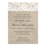 Vintage Lace Look & Burlap Look Wedding Invitation